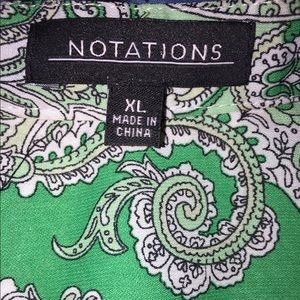 XL Green Paisley Notations Blouse